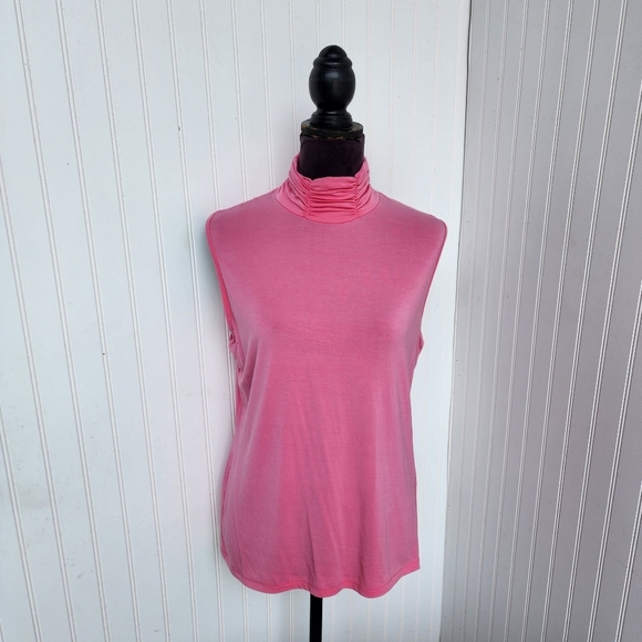 Asara Women's Soft Pink Sleeveless Turtleneck Blouse Top Sttetch Sz L Large - Picture 1 of 10